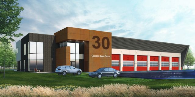 Croquis de la nouvelle caserne de pompiers.